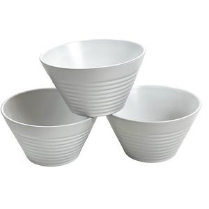 3 - Bruntmor Small Tapered Textured Ridge White Bowls Soup Ramen Microwave